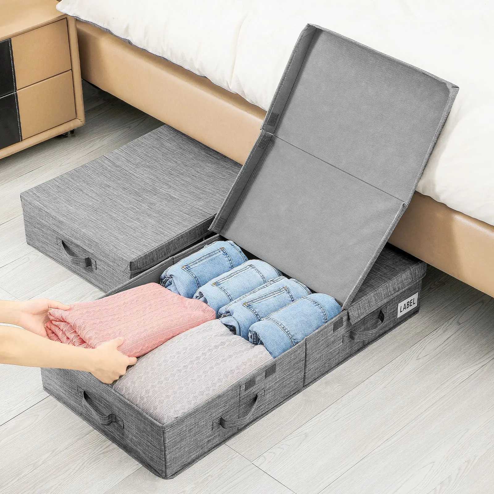 Clothing storage box with a cover on the bottom of the bed, foldable wardrobe for storing blankets, toys fabric storage box