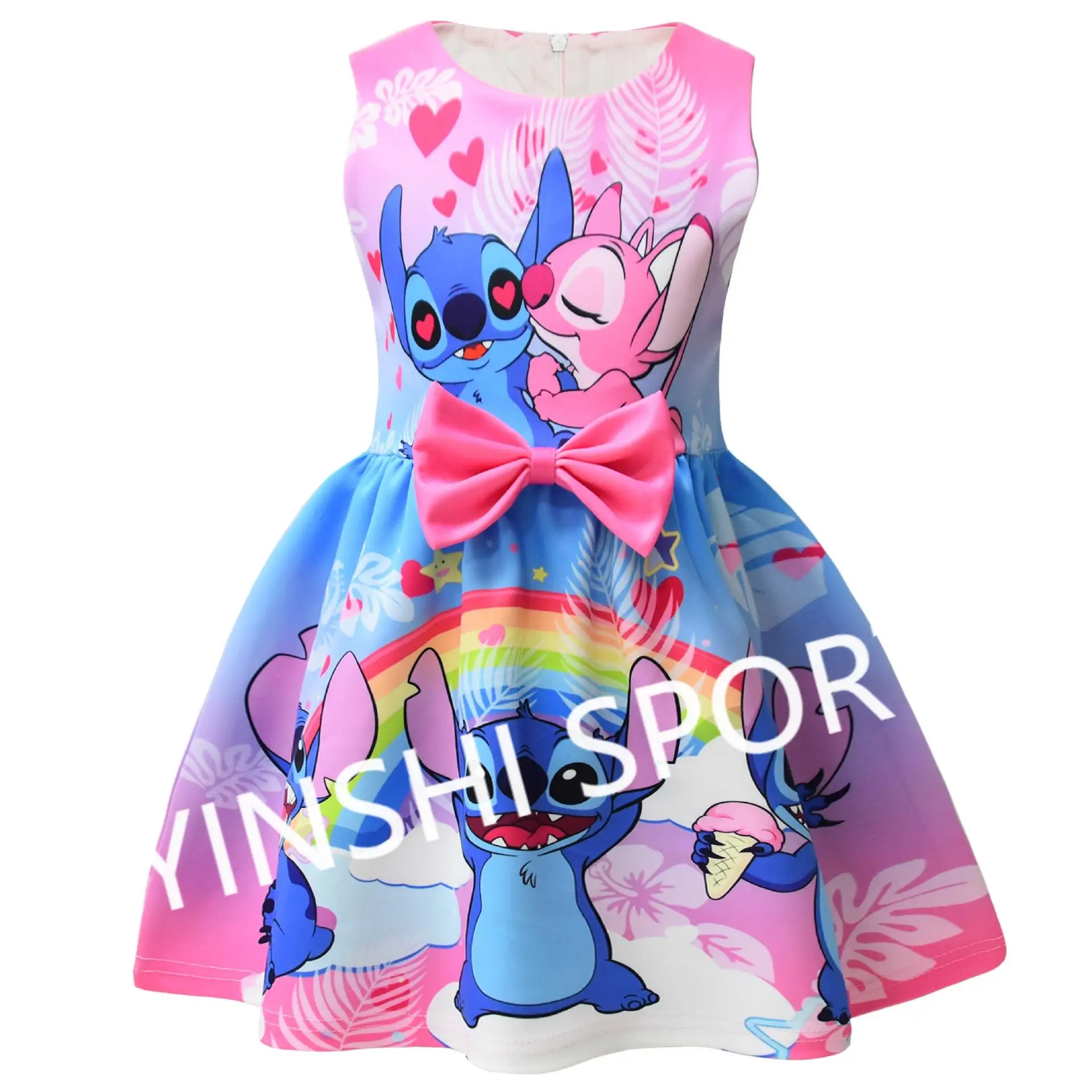 High quality custom Kids One-piece Dresses Cosplay Cartoon Circus Girls A-Line Sleeveless stitches party dresses Halloween