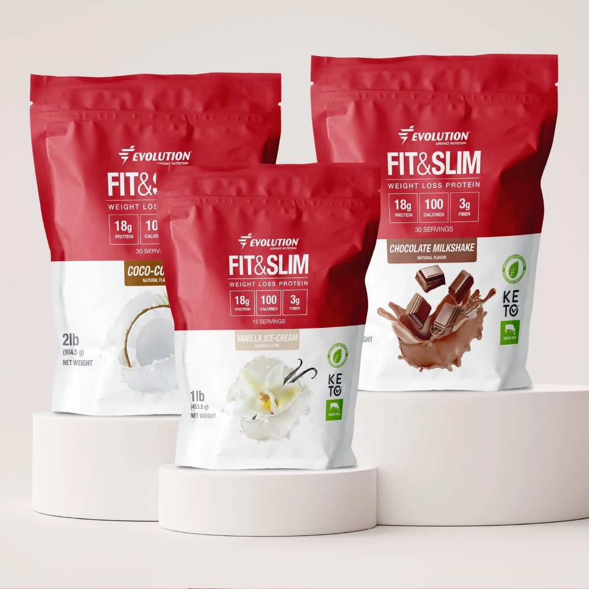 Custom Printed Stand up Pouch Fit and Slim Weight Loss Protein Packaging with Zipper Plastic Bags