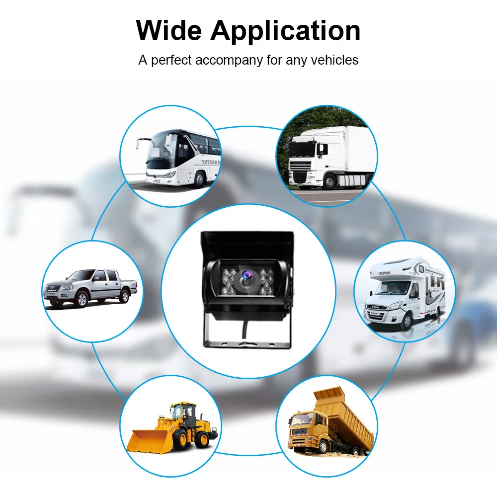 170 Degree Car Reversing Aid IP68 Waterproof Super Night Vision Bus Truck Rear View Camera for Car Parking