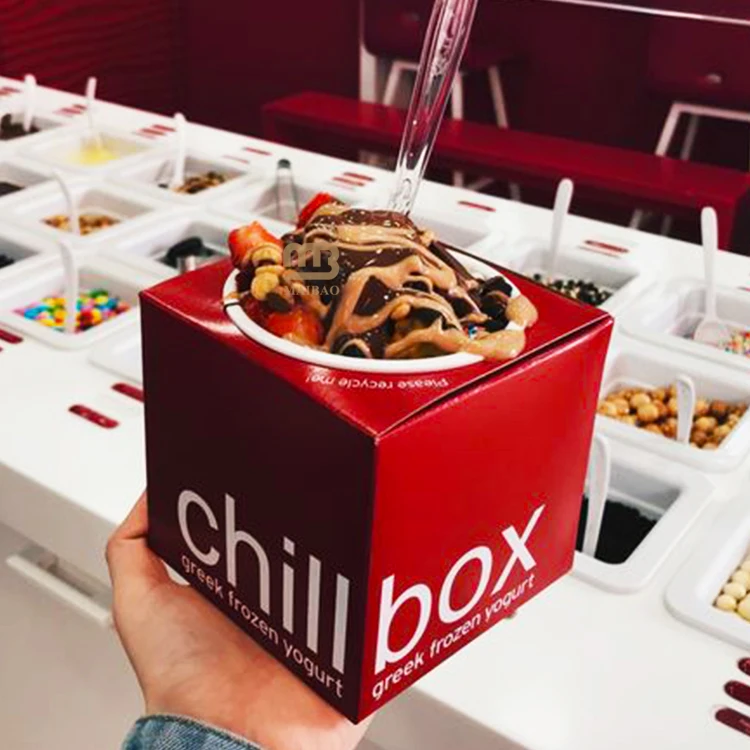 Wholesale takeaway ice cream box dessert yogurt ice cream paper bowl food packaging box custom dessert boxes with logo packaging