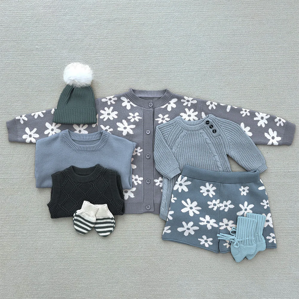Mildream Outfits Toddler 100% Cotton Baby Children Clothes Set Pullover Autumn Winter Sweater Set Boys Girls Knitted Jumper Baby