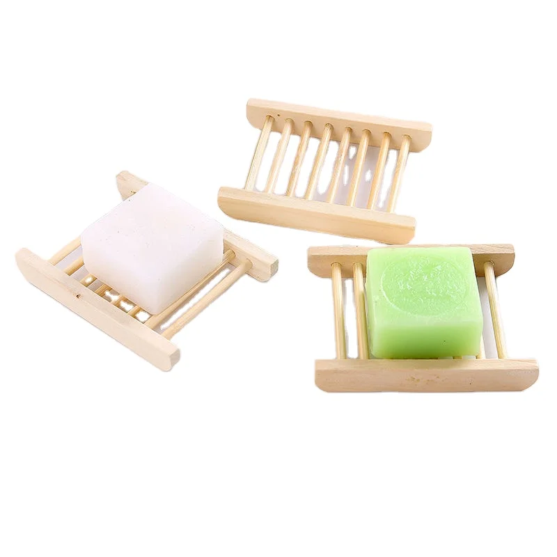 Natural Wood Bamboo Soap Dish Holder for Bathroom Kitchen Sponges Accessories Storage