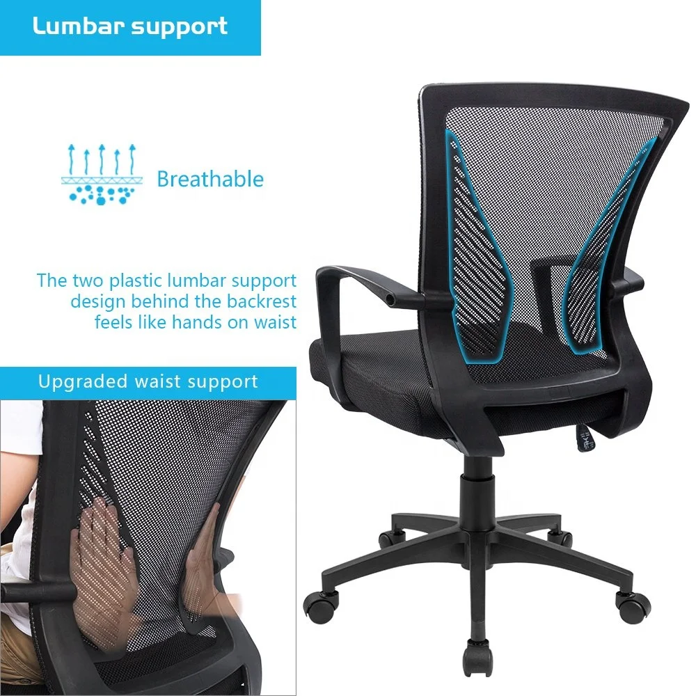 Factory direct sale mid back Gas Lifting fabric Rotating executive computer mesh swivel office chair for meeting room