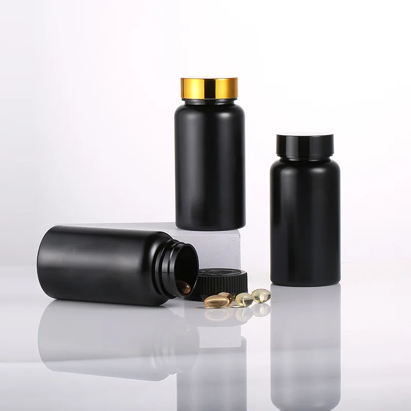 Custom Plastic 120ml 150ml Black Candy Medical Plastic Vitamin Pill Capsule Bottles Medicine