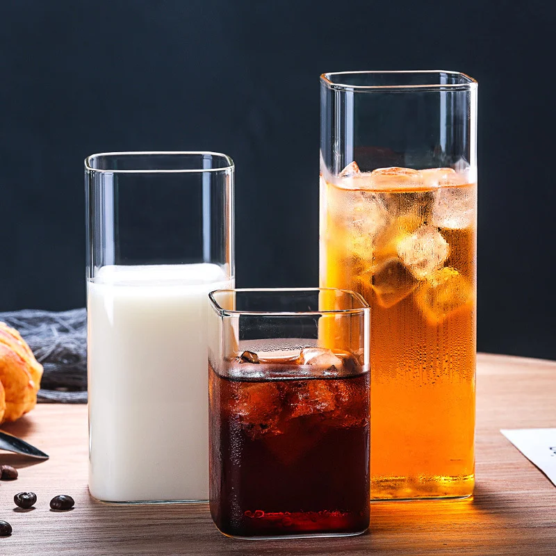 Heat resistance juice milk water glass cup home use high clear borosilicate glass cup