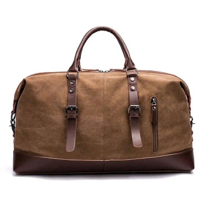 luxury custom Canvas Men Hand Large capacity Tote Shoulder Bag leather travel bags luggage