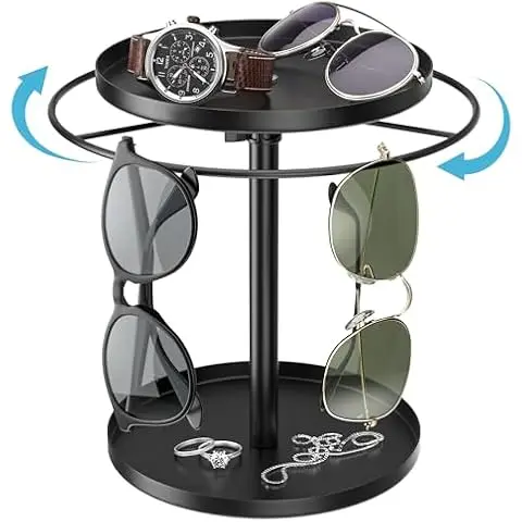 E-20240908-1 New Design 360 Rotating Acrylic Sunglasses Holder Stand Eyeglasses Display Rack Clear Glasses Tabletop Organizer