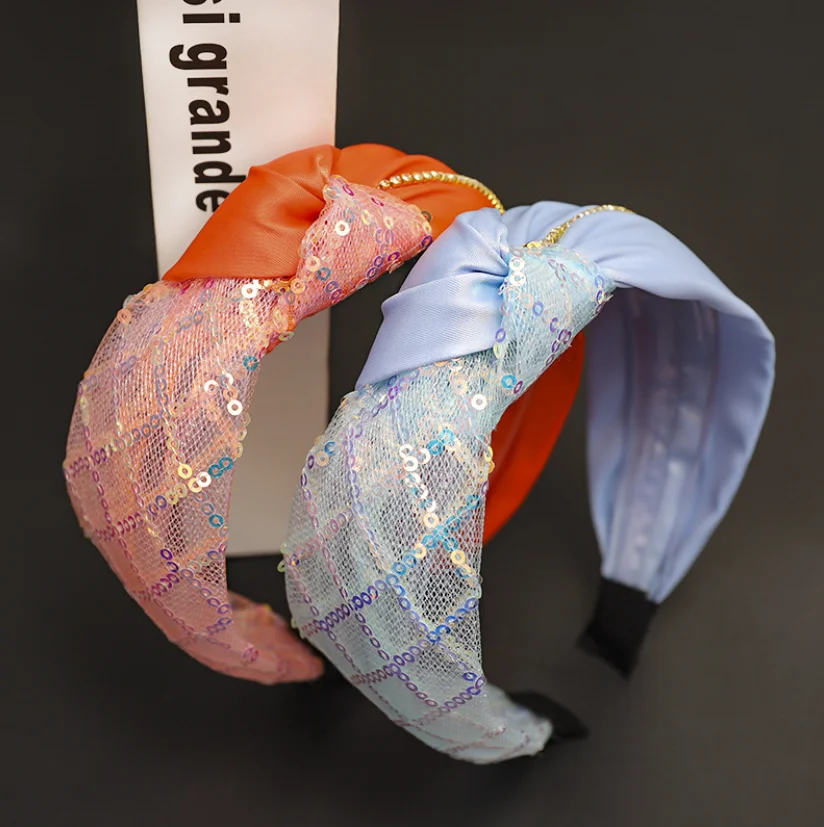 Japan and South Korea simple joker super flash drill sequins hair card color cloth art knot headband
