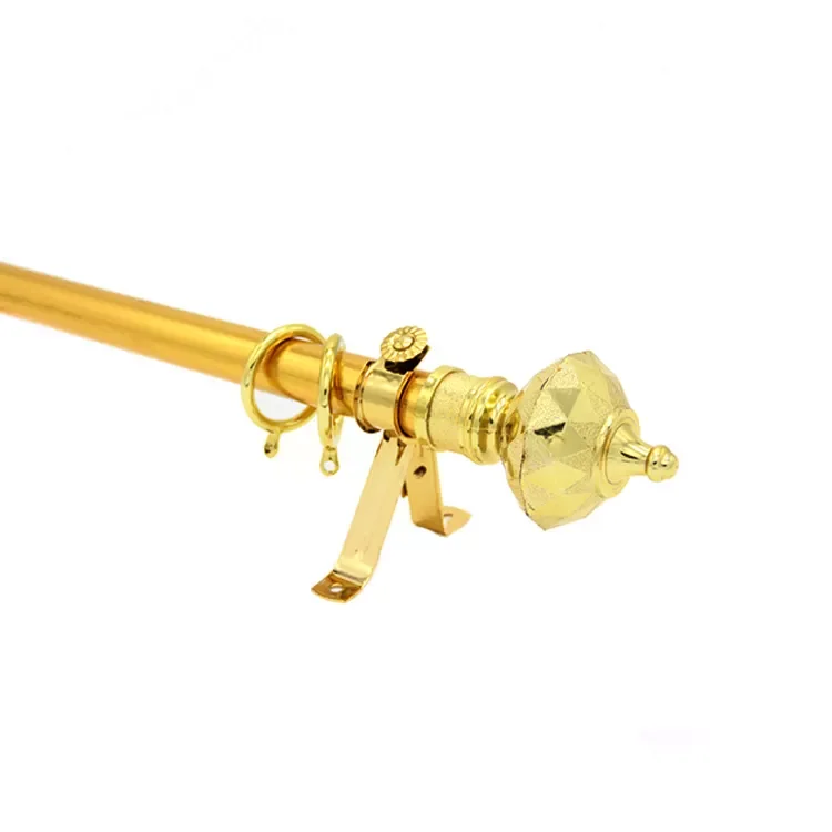 Wholesale Golden 26Mm 35Mm Iron Gold Metal Curtain Pipe Poles Set Window Curtain Rod