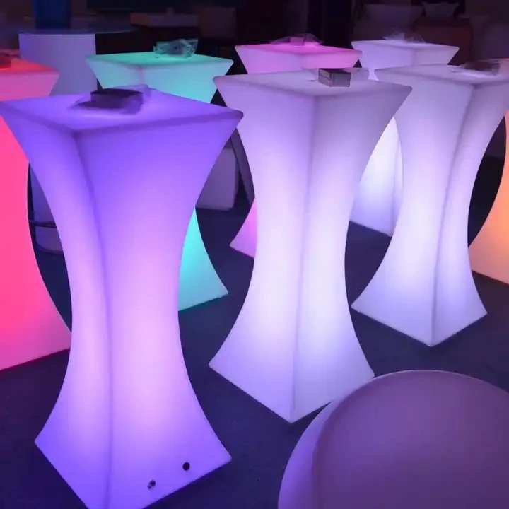 16 Color Change Decorations Plastic Light Party High Cocktail Furniture Led Bar Tables and Chair Set