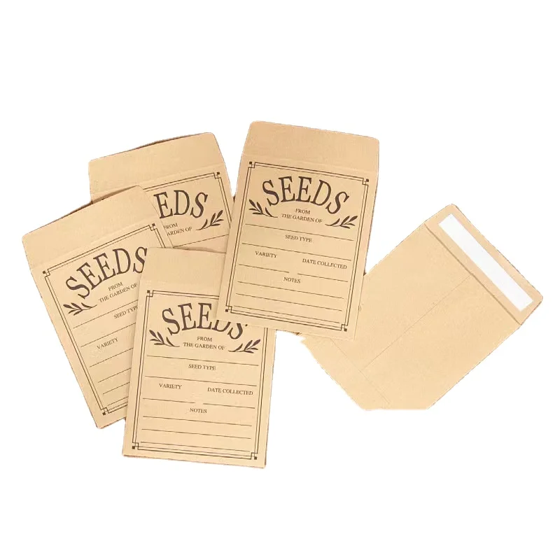 Wholesale custom printed recycled craft paper small storage bags children gardening plants Herbaceous flower seed envelopes