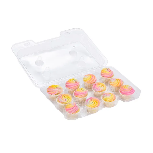 Cupcake Containers Plastic Disposable Single 2 4 6 12 Cup Transparent Individual Cupcake Box With Clear Lid And Packaging
