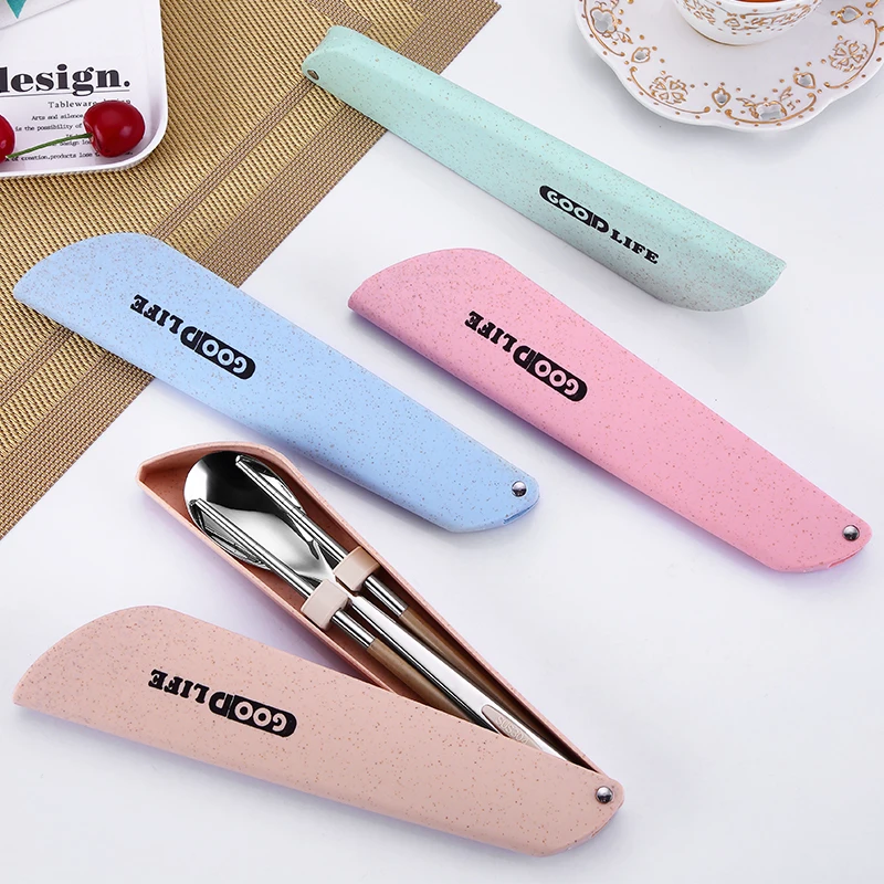 Милая вращающаяся ложка из пшеничной соломы в китайском стиле, палочки для еды, портативная Детская уличная посуда