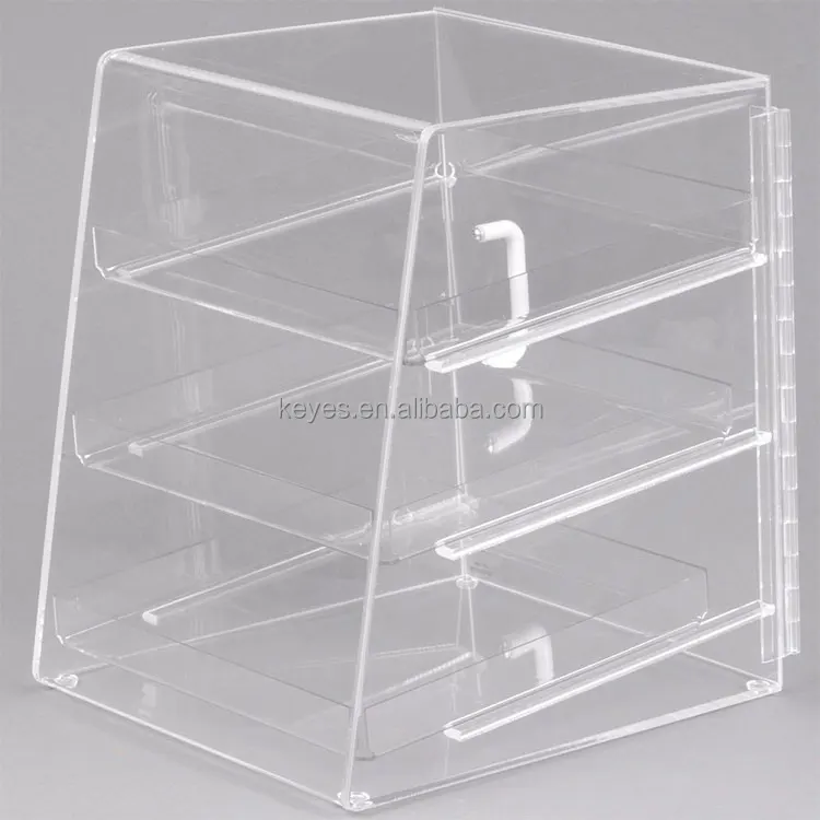 Bakery Counter Clear Acrylic Bread Display Stand Cake Display Case With 3 Tray