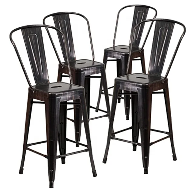 Factory made restaurant commercial industrial vintage antique iron leg high bar stool chair for Home