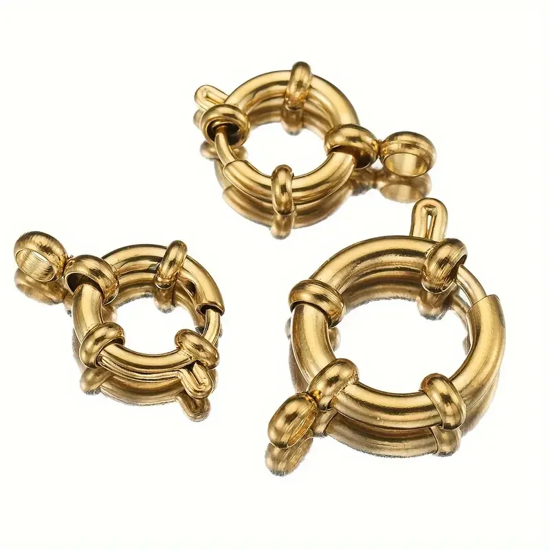 Stainless Steel Spring Buckle Clasps 24k PVD Gold Plated Anchor Spring Clasp For Diy Bracelet Necklace Connecting Accessories