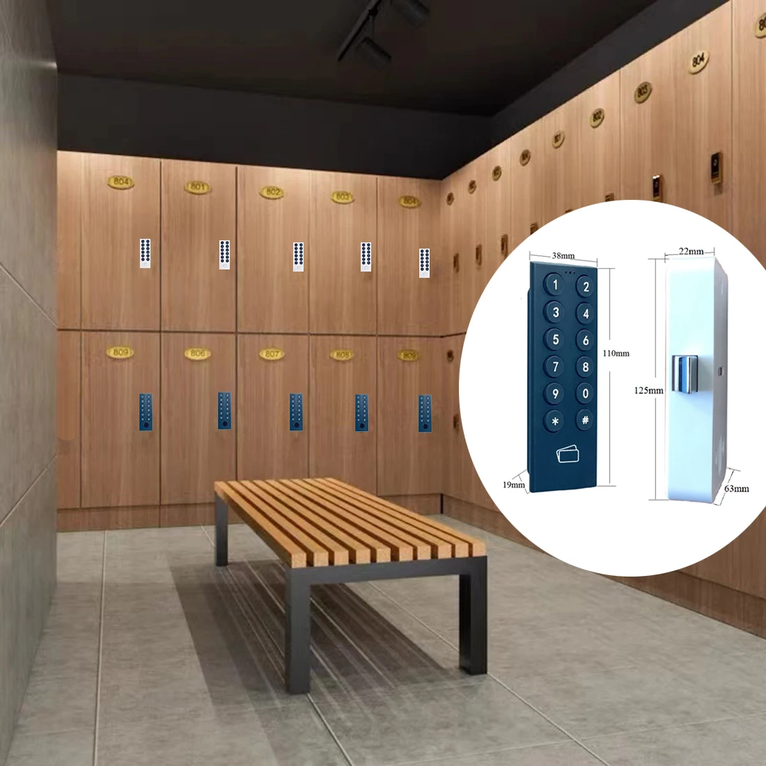 Factory Mifare 1 Rfic Card One Time Code Electronic Rf Wristband Wardrobe Locker Lock Public Digital Cabinet Lock with Card