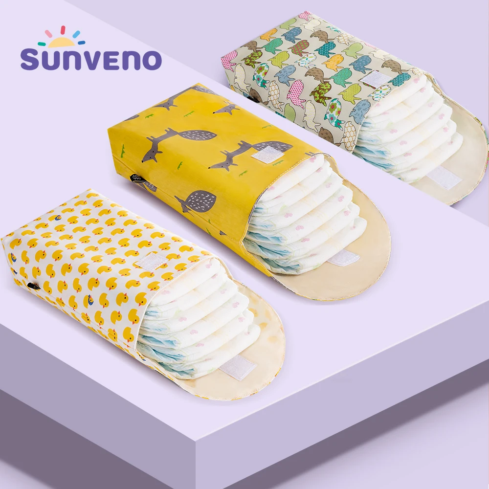 
Sunveno Multifunctional Baby Diaper Organizer Reusable Waterproof Fashion Prints Wet/Dry Bag Mummy Storage Bag Travel Nappy Bag 
