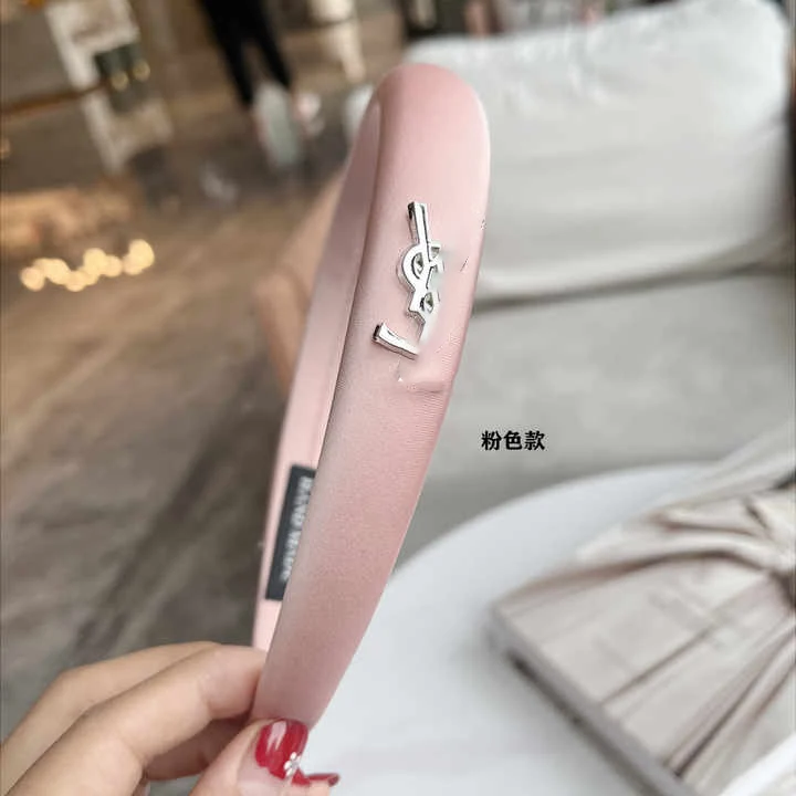 Fashion Hairband New Arrival 2cm Sponge Padded Famous Brand Satin Fabric Designer Headband For Women Girls
