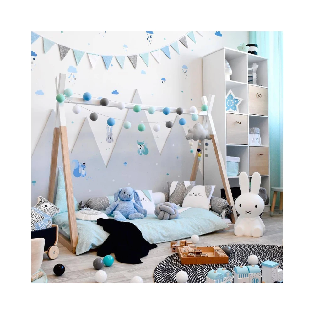 CHOC CHOCK Hot Selling Children Furniture Solid Wood Bed For Kids Bed Blue For Boy Girl