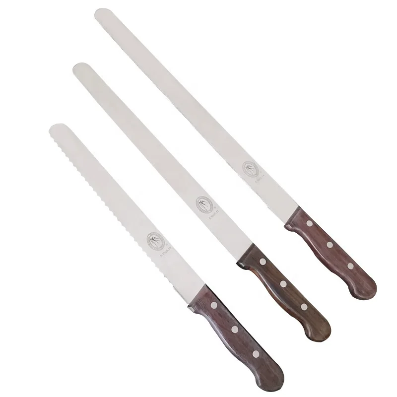 YABEI High Quality Stainless Steel Blade Icing cuisine Cutter Wooden Hand Cake Knife