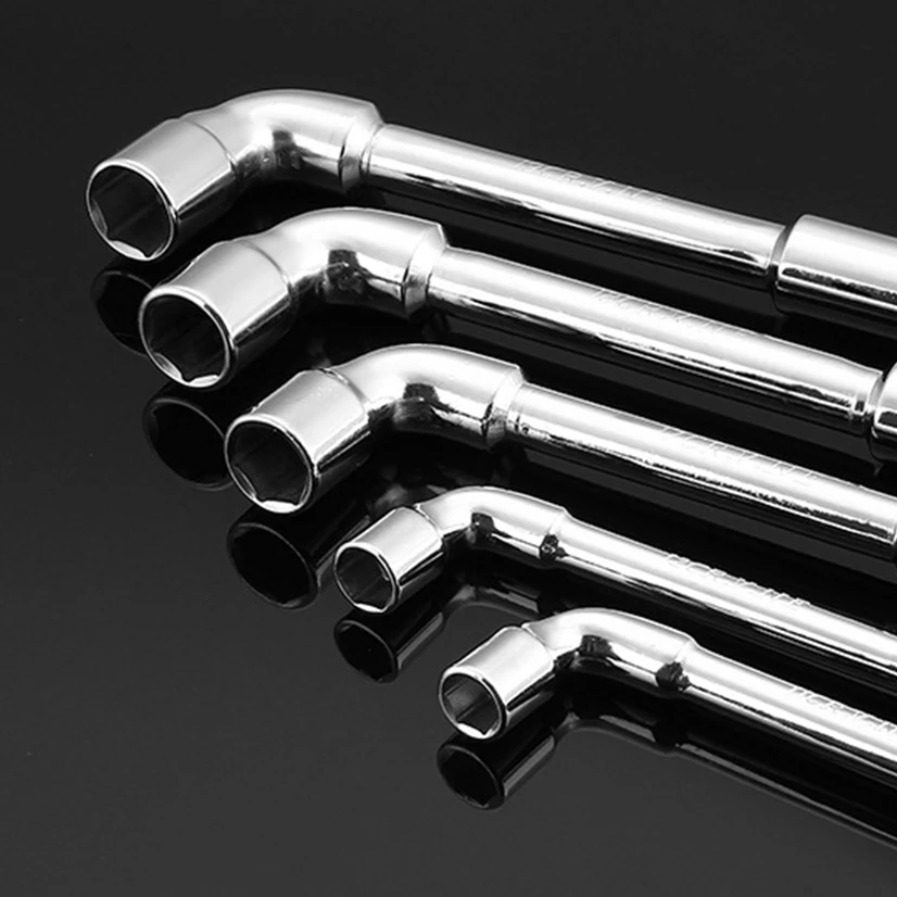 L-Shaped Angled Open Hex 6 point Socket Wrench, Double-Head Elbow for Mechanic Repair Tool