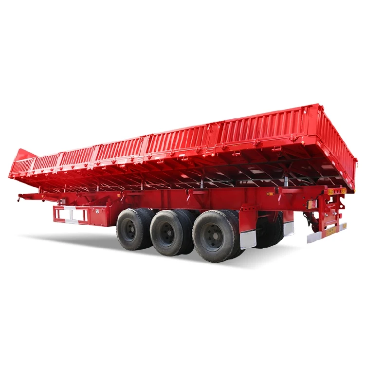 High Quality Tri Axle 60 Ton Hydraulic Dump Trailer Side Tipping Dump Semi-Trailer