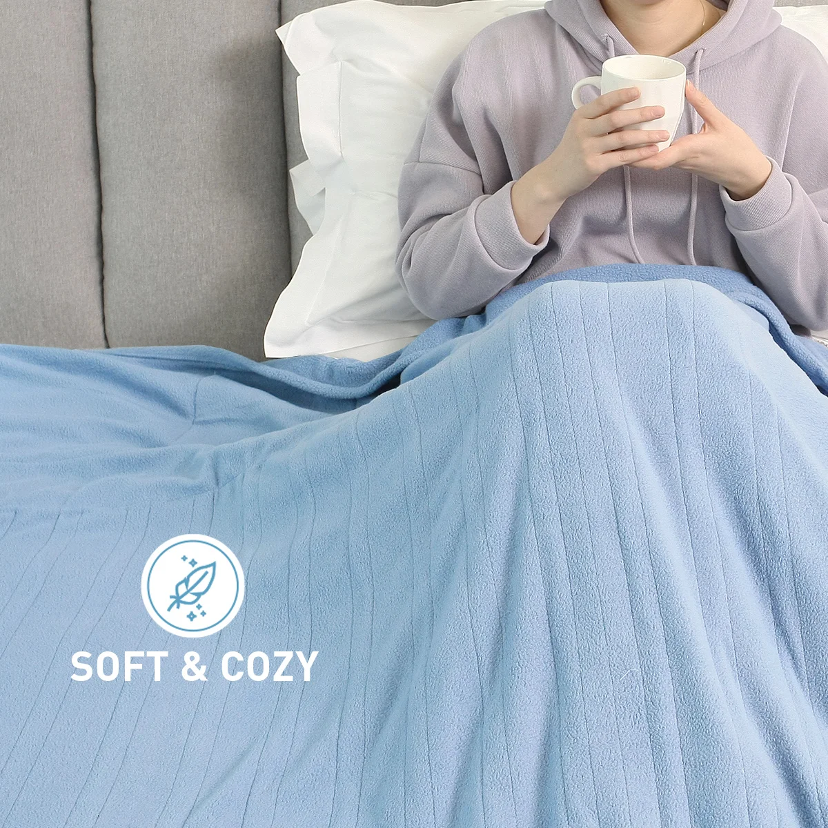 Electric Heated Throw Over Blanket Winter Heater King Queen Twin Full Size Dual Single Controller Blue Polar Fleece Bed Blanket