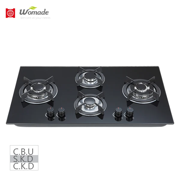 2021 lastest model gas hob 90cm glass hobs 4 burners 2 powerful three ring SABAF burner cooker zhongshan factory price hob