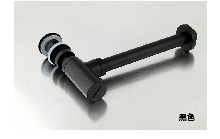 Matt Black Bottle 1/4 Brass Round Waste Pipe Kit Assembly Sink Stopper Basin Drain Sifon Wall Connection