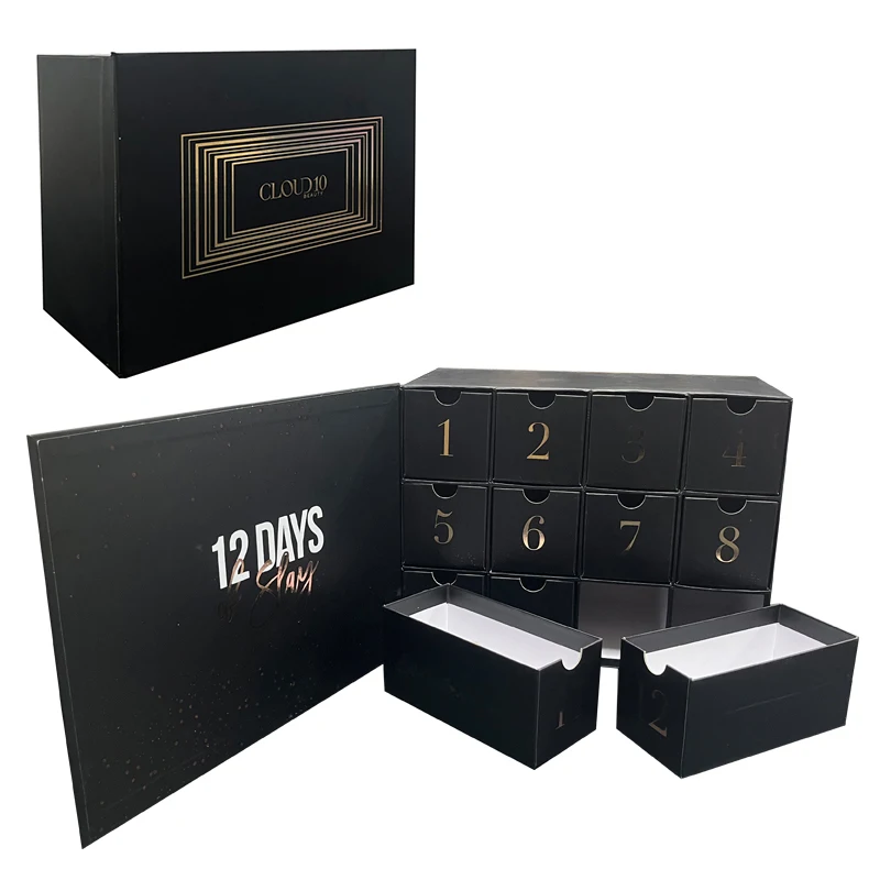 Luxury Christmas Favor Custom 24 Days Advent Calendar Boxes Red Large Packaging Gift Blind Box
