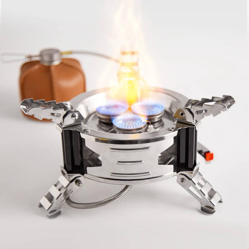 Portable Three-Burner Stove High Quality Easy to Carry for Adults for Outdoor Activities with Gas Butane Propane