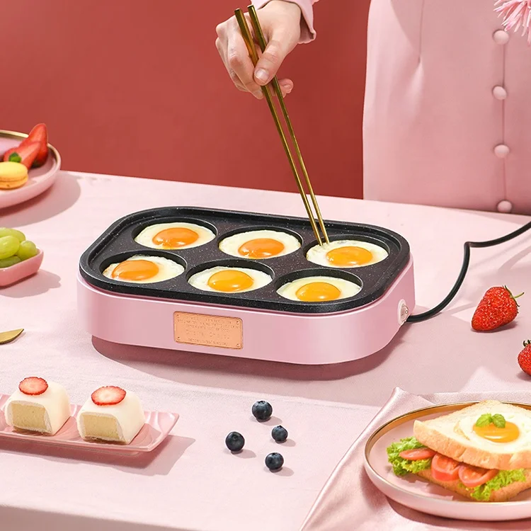 Multifunctional 6 round shaped indoor mini egg burger electric grill