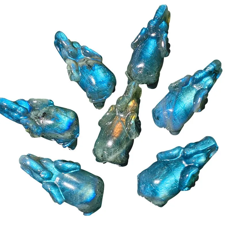 Natural gemstones labradorite Crystal healing Stone Carving buddha flydrogan fairy with strong flash labradorite carvings