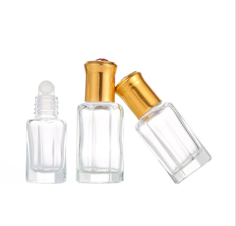 Octagonal Perfume Oil Glass Bottle With Glass Stick or roller