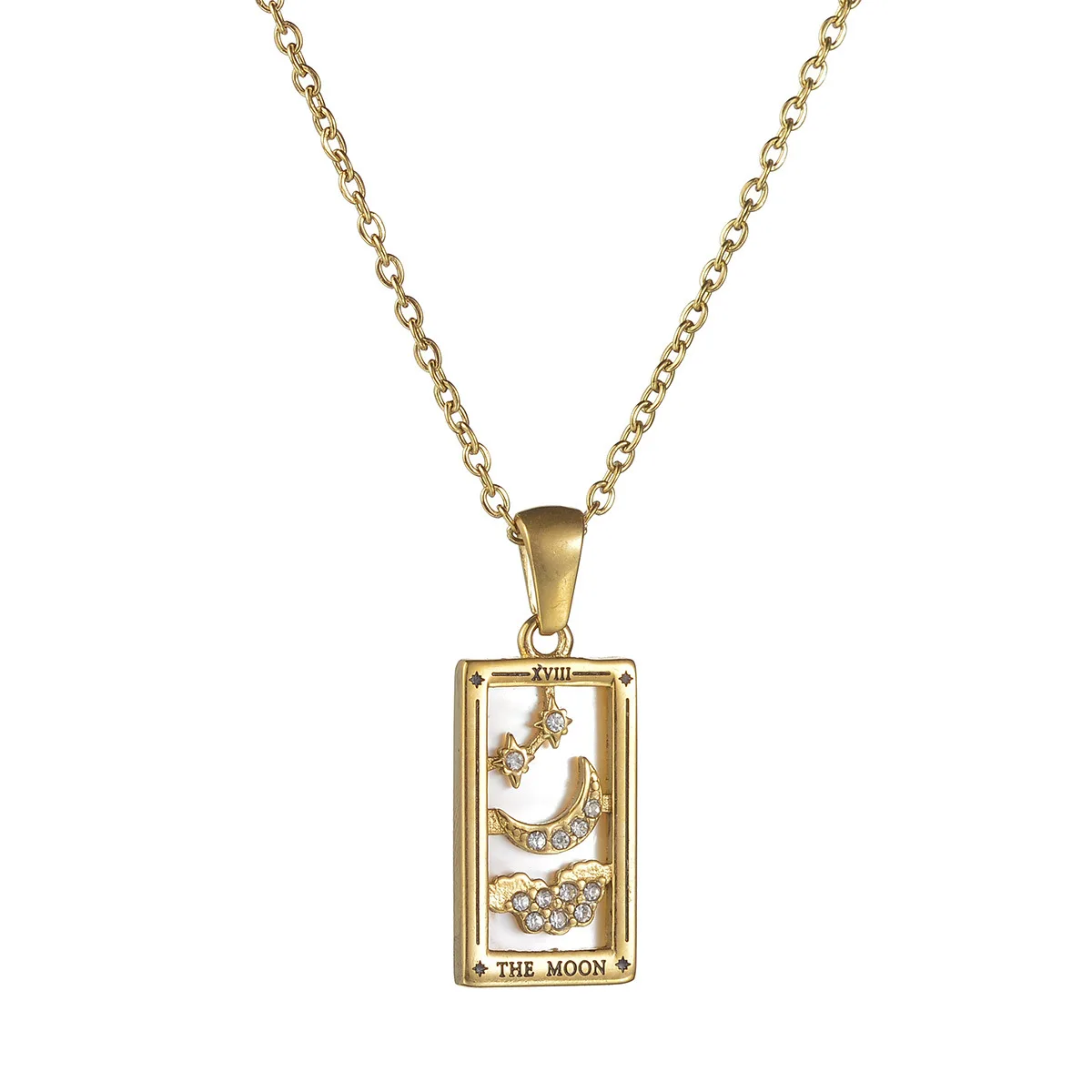 Super Hot Tarot Card Necklace Custom Enamel Pendant Necklace 18K Gold Plated Square Cards TAROT Necklace