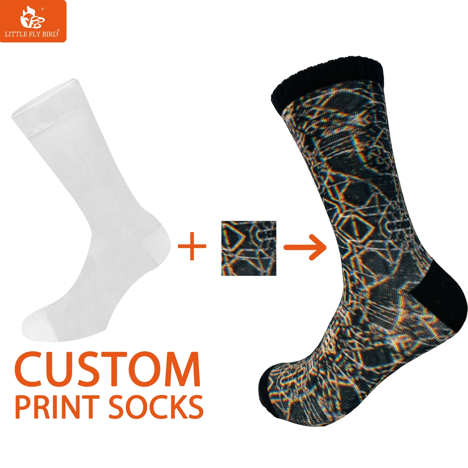 Men Warm Sock Custom colorful design sport men complex sublimation sock