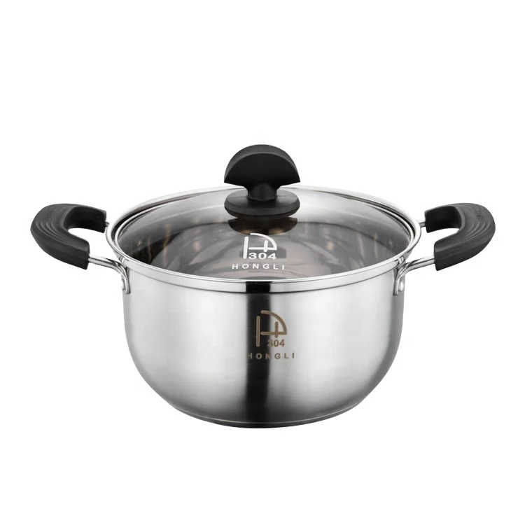 High Quality Durable Household Kitchenware Stainless Steel Stockpot Casserole Cooking Pots And Pans Stock Pot with Glass Lid