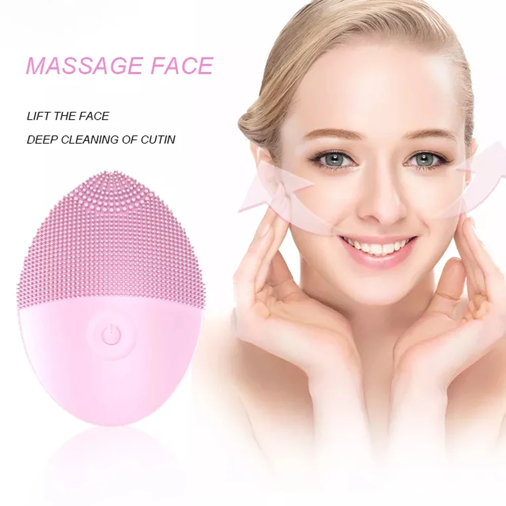 OEM high frequency rechargeable deep cleaning face scrubber brush silicone facial cleansing brush