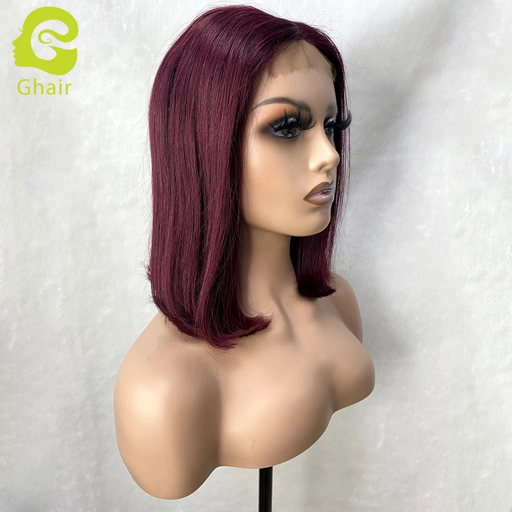 Оптовая продажа, парик 100% бордового цвета, парики из натуральных человеческих волос 99j, прямые короткие волосы, парик для женщин