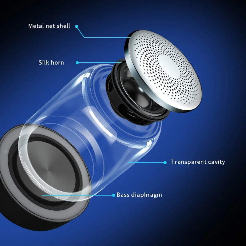 Best Seller Portable Outdoors  Portable Speaker  Transparent Crystal Lamp Glass Subwoofer Wireless Speaker
