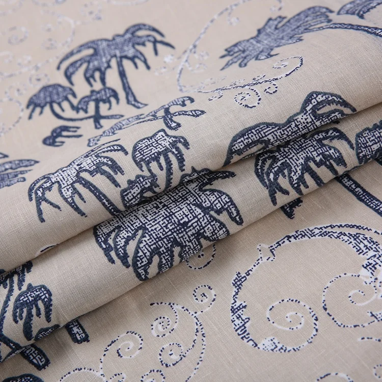 Factory supply hemp floral printing cotton linen fabric accept customized