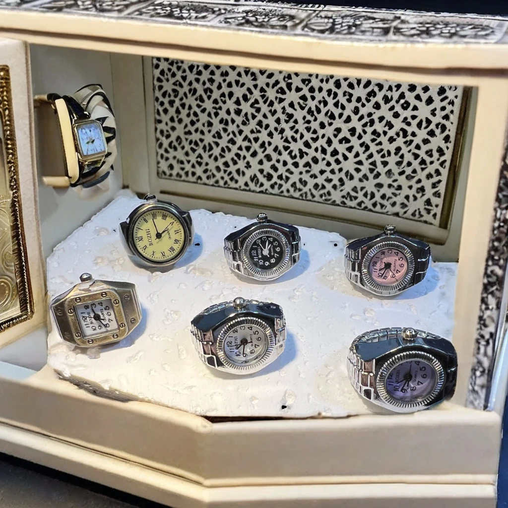 Best-Selling Vintage Bronze Antique Ring Watch Unisex Quartz Stone Wedding Gift with Elastic Band for Engagement & Party