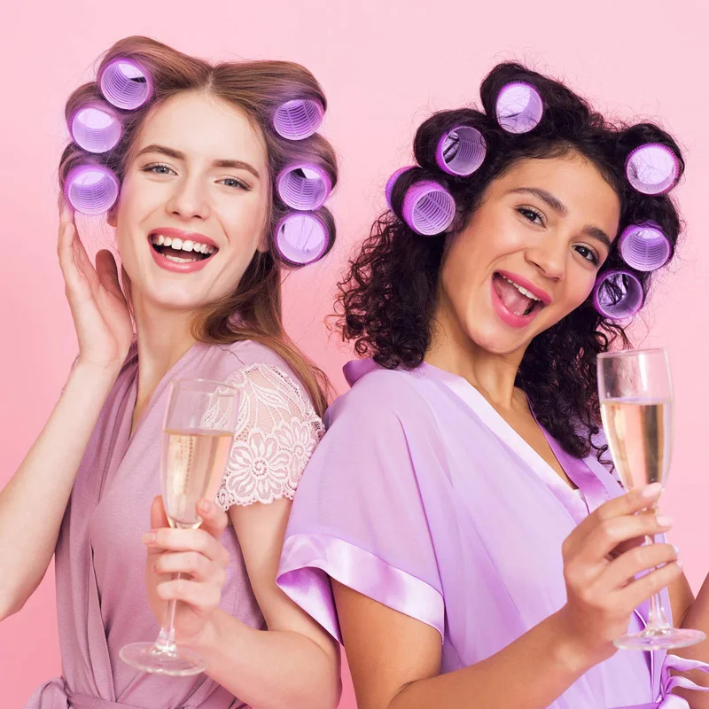 hot selling no heat plastic hair rollers set 3 sizes 18 pcs grip hair curler rollers with comb or pins