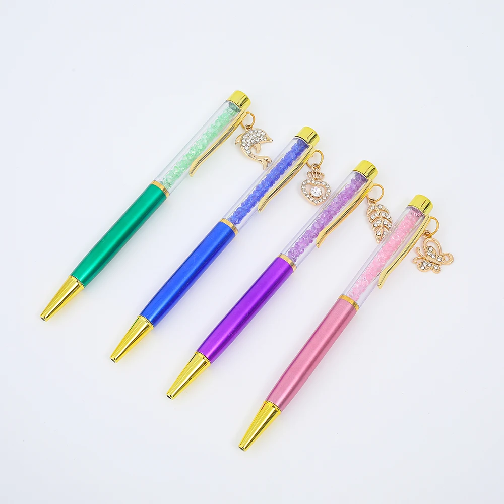 Креативная Алмазная ручка пластиковый корпус с кристаллами высокого уровня яркого цвета шариковая для девушек фирменная