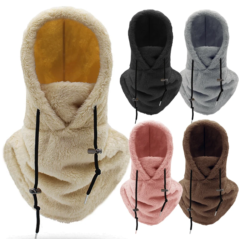 Зимняя теплая ветрозащитная велосипедная Лыжная маска Двусторонняя флисовая шея с капюшоном шарф-Балаклава