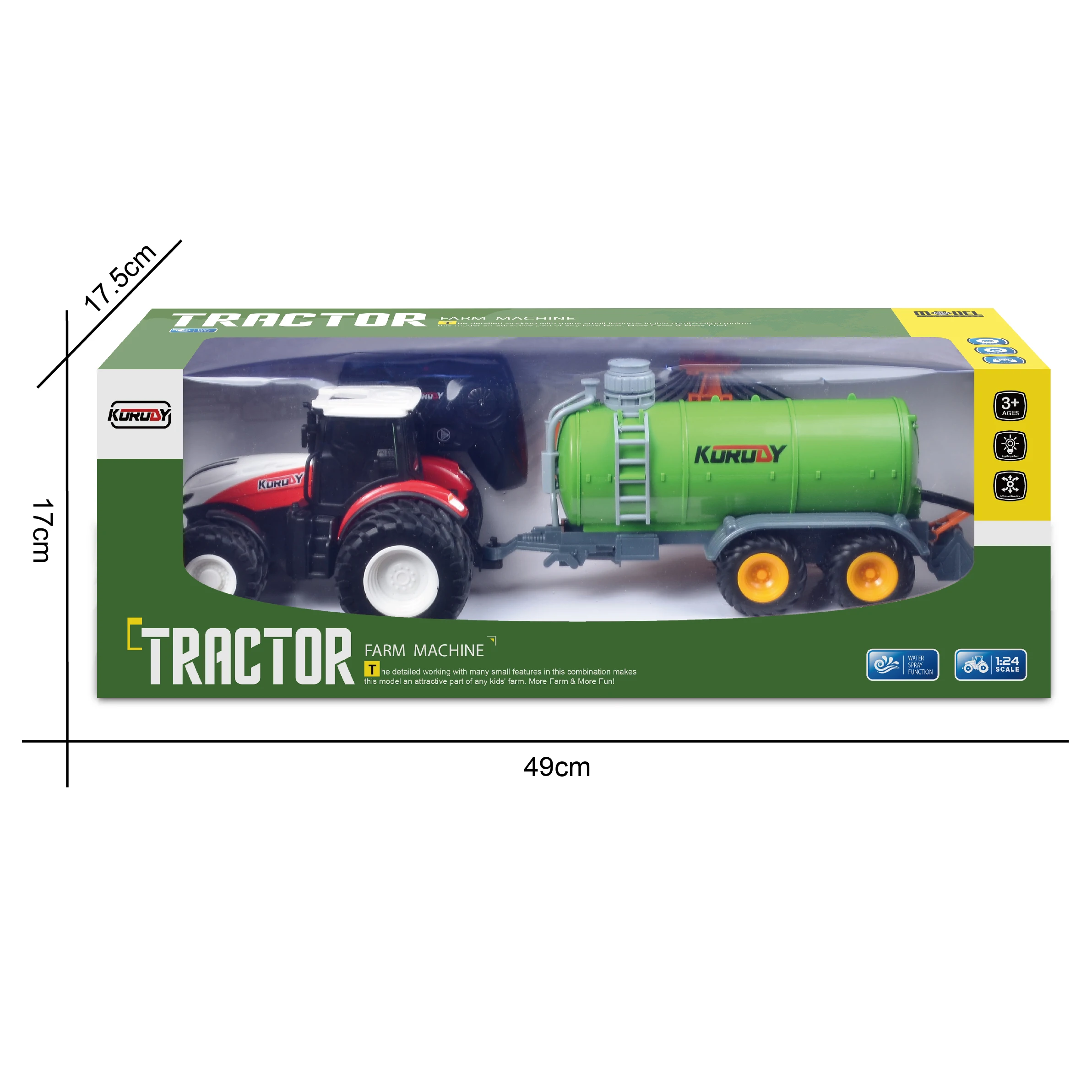 2.4g 6 Channel Rc Farmer Car Radio Control Tractor Truck Toys 1/24 Remote Control Farm Sprinkler Transport Vehicle Toys