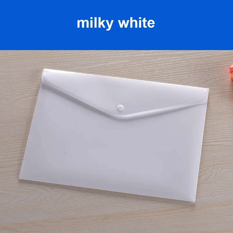 Wholesale A4  180mic button pp plastic thickened transparent file bag custom color office large capacity storage file bag A5