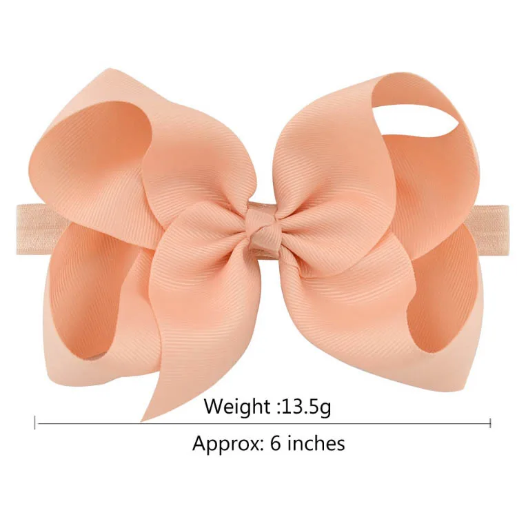 Handmade baby girls elastic ribbon headband 6 inch big bow hair band